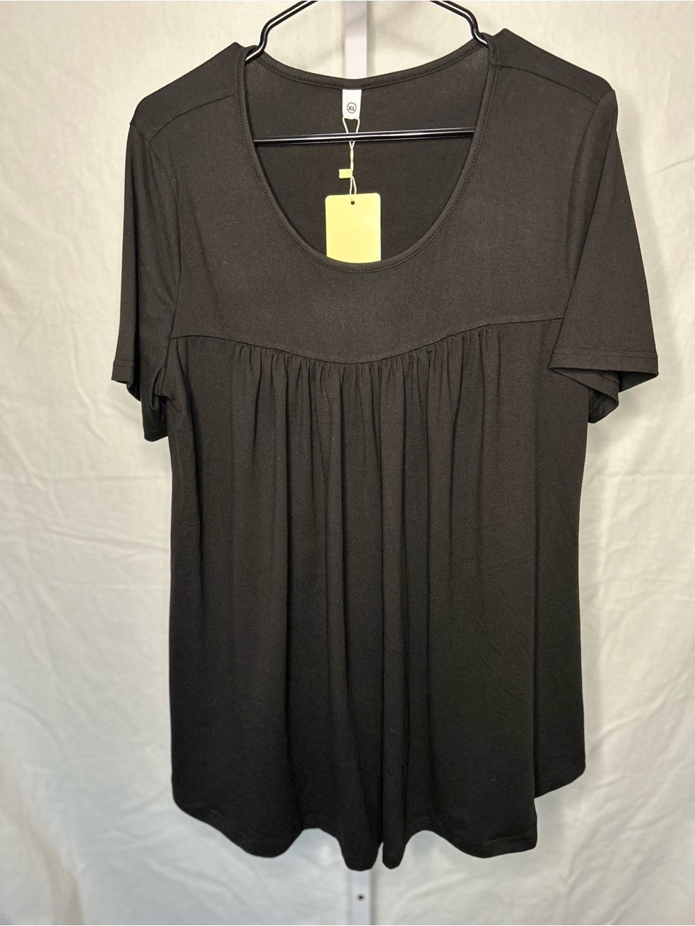 LONGYUAN Black Empire Waist Scoop Neck Tunic Top XL NWT